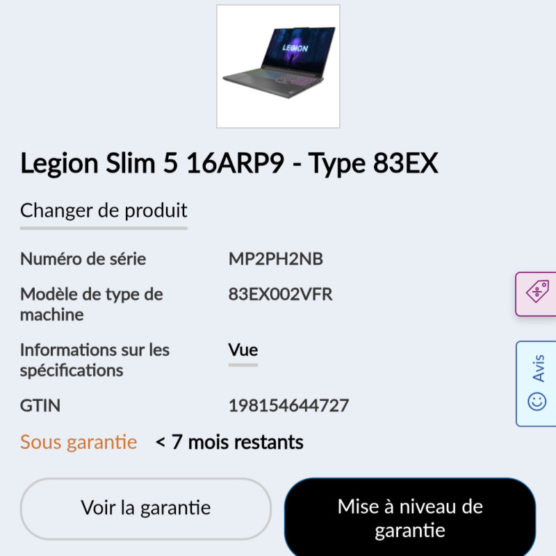 Lenovo Legion Slim 5 - RTX 4070 (140W) - Ryzen 7 - Écran 165Hz - Photo 2