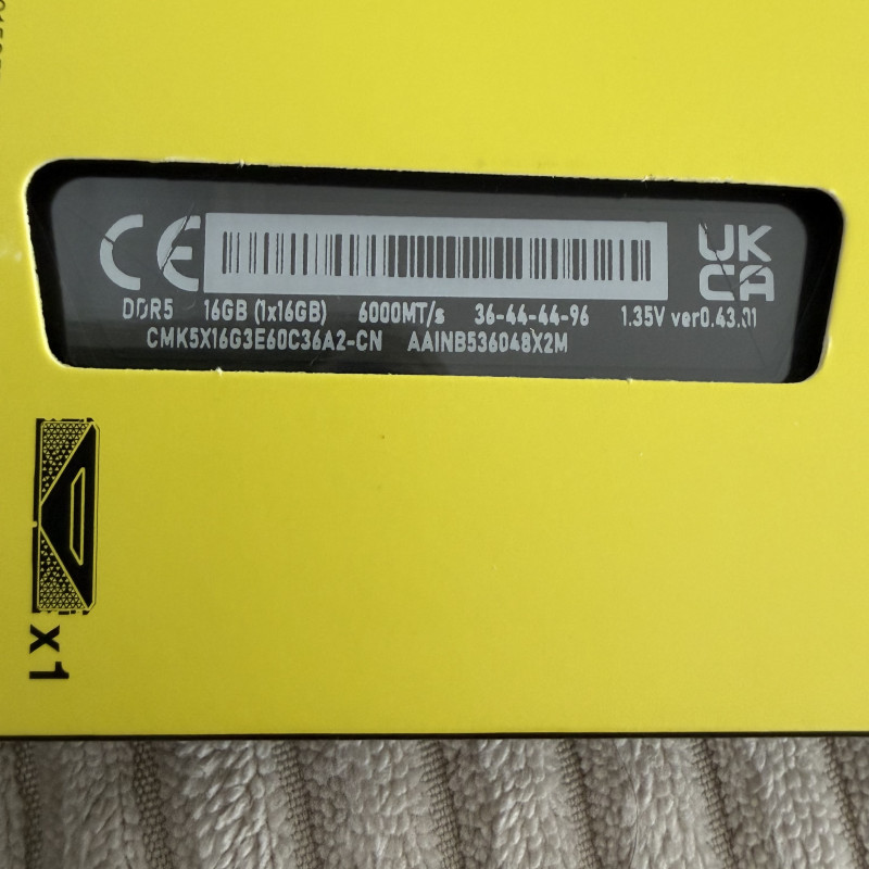 Corsair vengeance 1x 16gb 6000mhz cl36