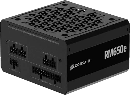 CORSAIR RM650e (2025) Alimentation ATX entièrement modulaire et silencieuse avec câble 12V-2x6 - Compatible ATX 3.1 et PCIe 5.1, efficacité Cybenetics Gold, condensateurs résistant à 105°C - Noir