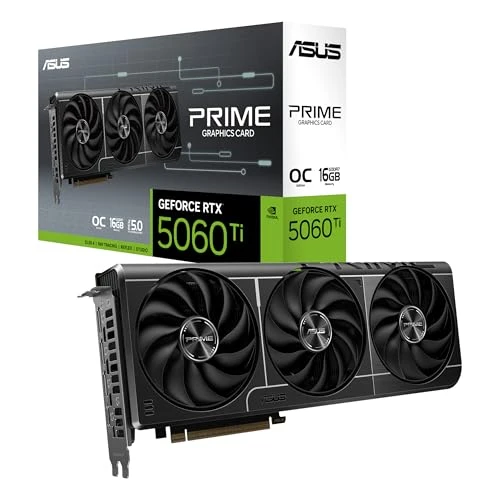 ASUS Prime GeForce RTX 5060 Ti 16GB GDDR7 OC Edition Graphics Card The SFF-Ready (PCIe 5.0, 16GB GDDR7, HDMI/DP 2.1, 2.5-Slot, Axial-Tech Fans, Dual BIOS)
