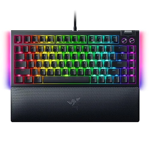 Razer BlackWidow V4 75% - Clavier gaming mécanique remplaçable à chaud (Disposition compacte, Éclairage sous-jacent sur 2 côtés, Molette multifonction et touches multimédias) US-Layout | Noir