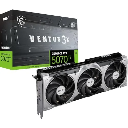 MSI NVIDIA GeForce RTX 5070 Ti 16G Ventus 3X OC Carte Graphique | 16 Go GDDR7 (28 GB/s,...