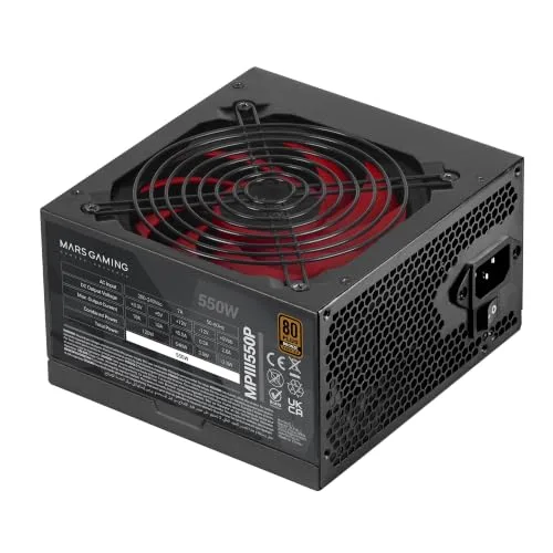 Mars Gaming MPIII550P Alimentation ATX 550W, 80 Plus Bronze, Noire | Garantie 5 Ans, Ce...