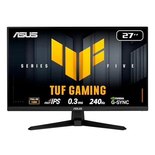 ASUS Moniteur Gaming TUF VG279QM5A – 27", Full HD, Fast-IPS, 240Hz, 0,3ms, G-Sync, FreeSync Premium, ELMB Sync, 99% sRGB, DisplayWidget Center, Gaming AI