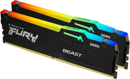 Kingston FURY Beast Noir RGB 32Go (2x16Go) 6000MT/s DDR5 CL30 DIMM Mémoire pour PC de Gamer Kit de 2 AMD EXPO/ Intel XMP - KF560C30BBEAK2-32