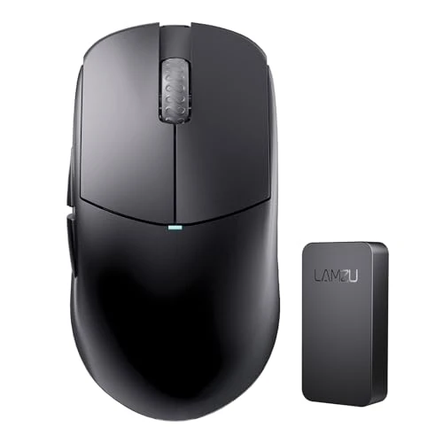 Lamzu Atlantis Mini Souris de Jeu sans Fil 4K, Ultra légère 51 g, Interrupteur mécanique, 26 000 DPI, symétrique, MCU Nordic 52840, TTC argenté, capteur PAW3395, dongle 4K Inclus (Noir)